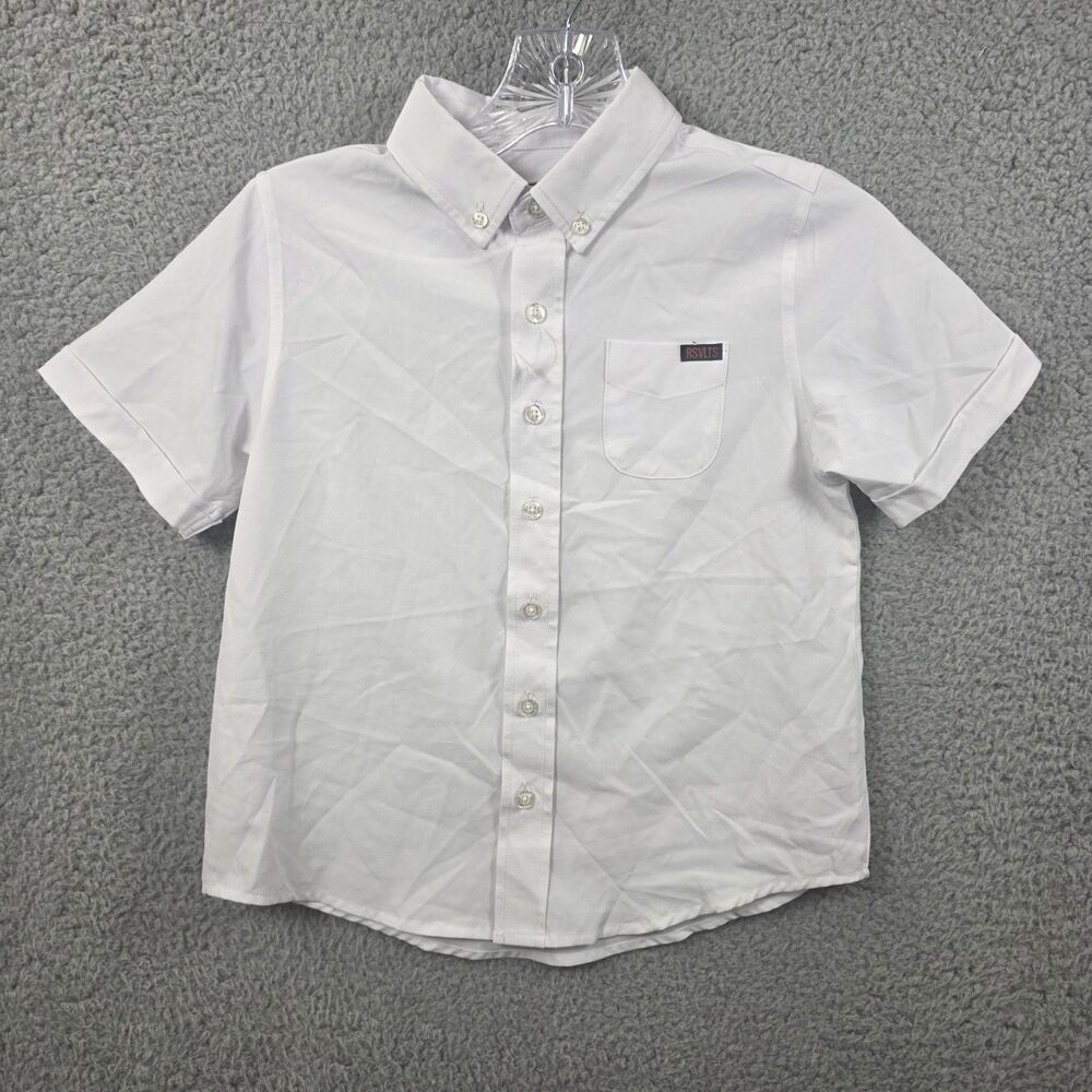 RSVLTS Youth Button Down White Short Sleeve Shirt Size XSMALL